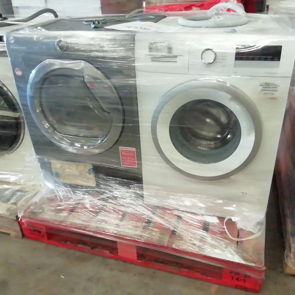 BOSCH SERIE 4 FREESTANDING WASHING MACHINE - WHITE AND HOOVER H-DRY 300 CONDENSER TUMBLE DRYER GRAPHITE