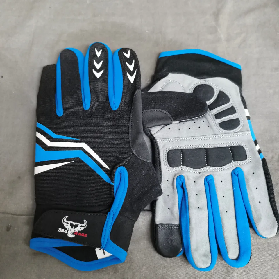 BEAST RAGE PAIR OF BLACK AND BLUE PROTECTIVE GLOVES - L