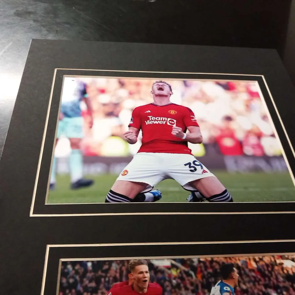 MOUNTED SCOTT MCTOMINAY SIGNED TWO PHOTO COLLAGE