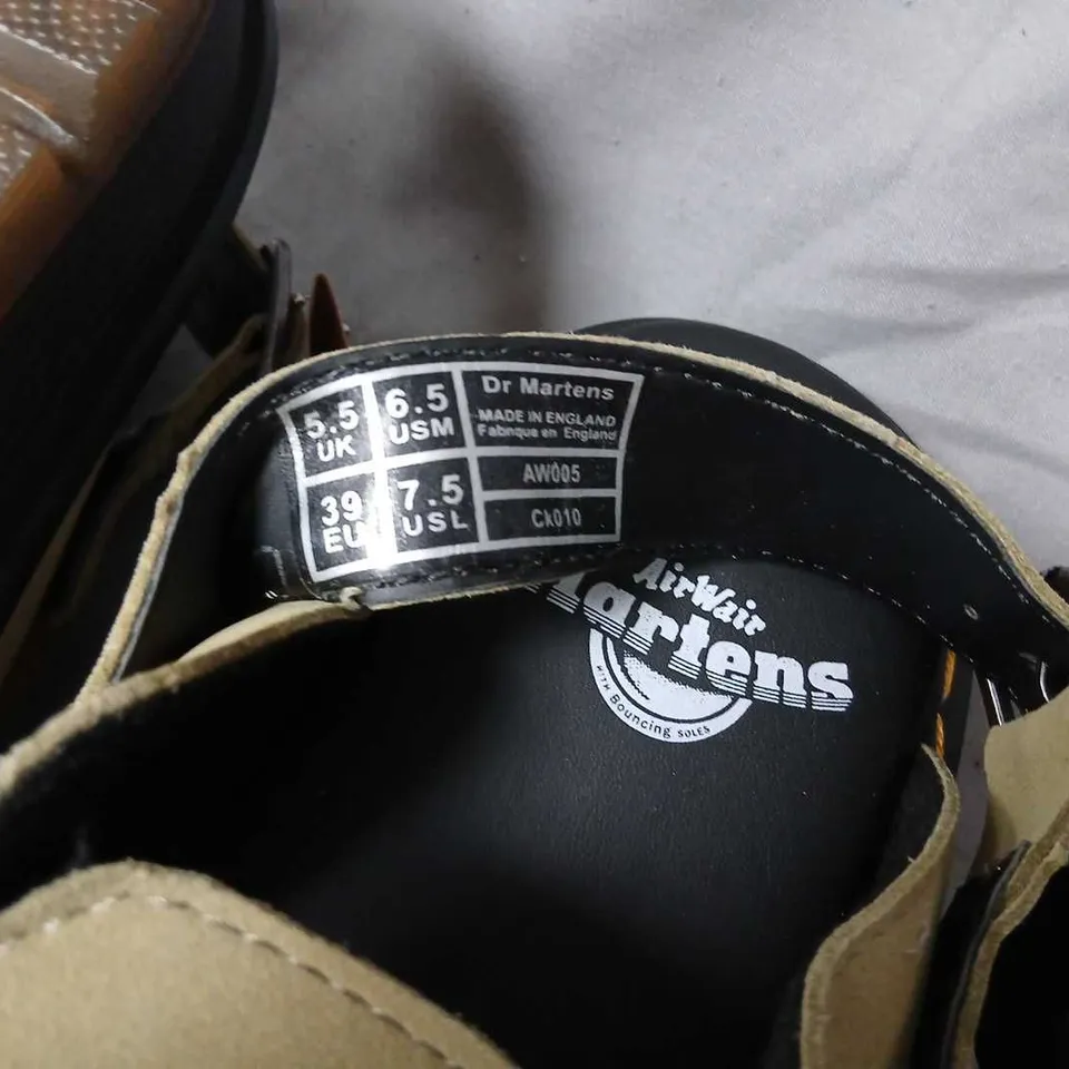 DR. MARTENS AIRWAIR TAN LEATHER BUCKLE-STRAP SHOES, UK 5.5