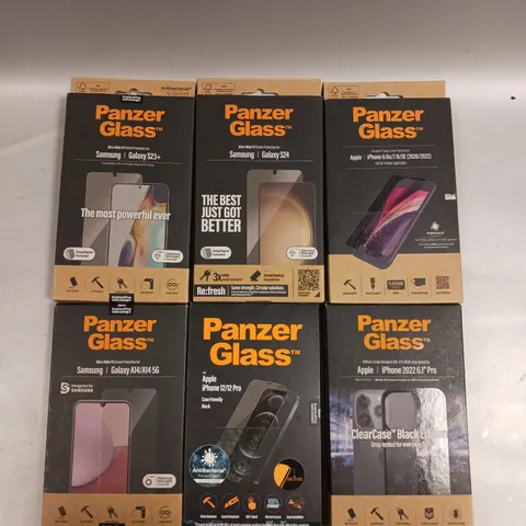APPROXIMATELY 30 BOXED PANZER GLASS SCREEN PROTECTORS FOR ASSORTED SMARTPHONES TO INCLUDE GALAXY S24, IPHONE 12, GALAXY A14 ETC