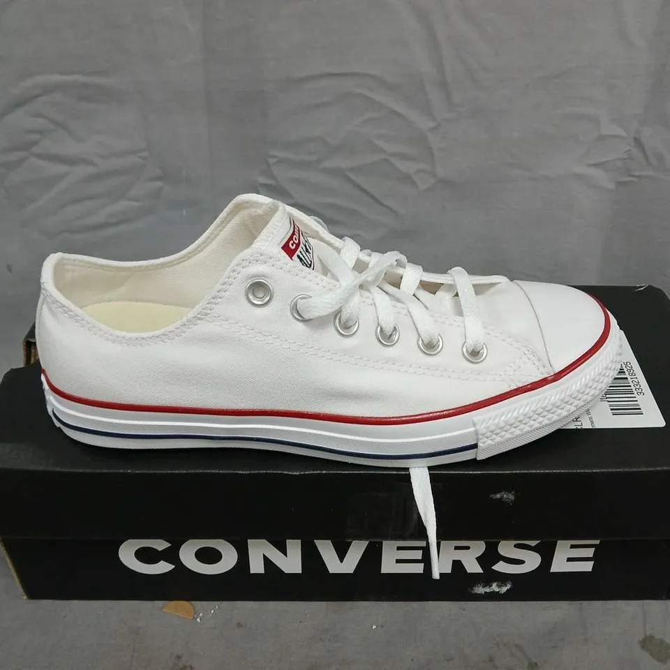 BOXED CONVERSE WIDE OX TRAINERS – WHITE, UK SIZE 6.5