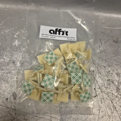 APPROXIMATELY 100 PACKS OF 50 AFFIX ASS-6 SELF ADHESIVE NYLON PCB PILLARS 5MM 
