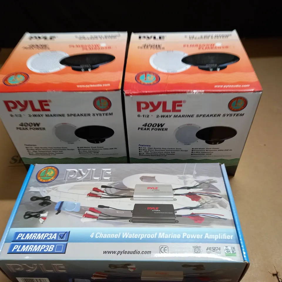 PYLE 4-CHANNEL WATERPROOF AMPLIFIED 6.5" MARINE SPEAKER SYSTEM