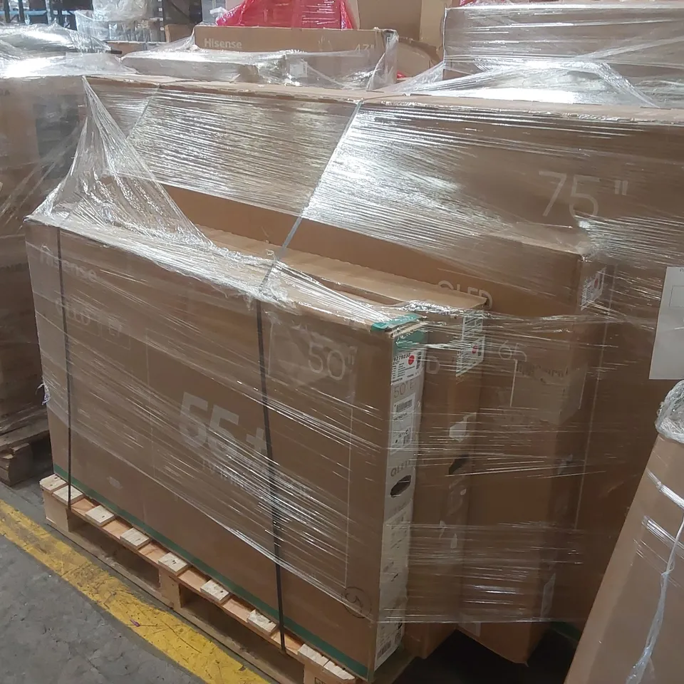 PALLET CONTAINING A LARGE QUANTITY OF ASSORTED DAMAGED TVs