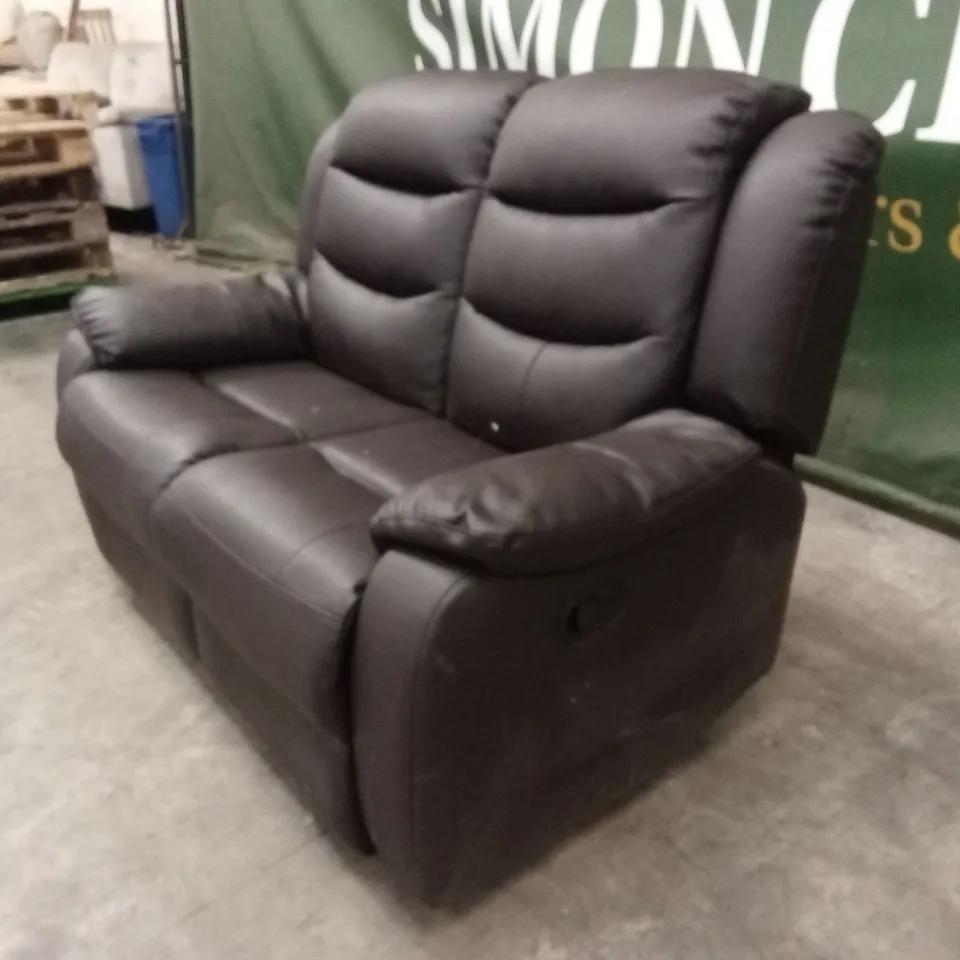 ROTHBURY LUXURY FAUX LEATHER HIGH BACK 2 SEATER MANUAL RECLINER SOFA - CHOCOLATE RRP £629