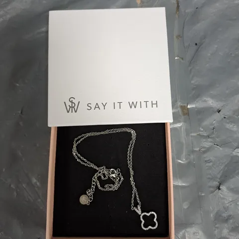 SAY IT WITH OPEN CLOVER CZ NECKLACE - SILVER