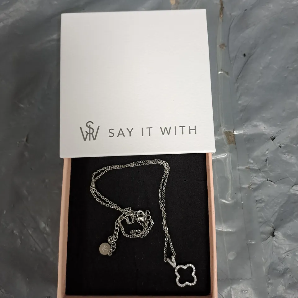SAY IT WITH OPEN CLOVER CZ NECKLACE - SILVER