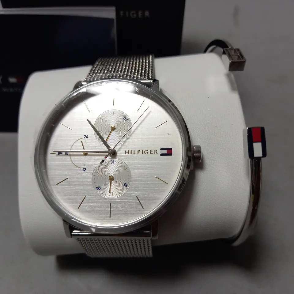 TOMMY HILFIGER STAINLESS STEEL WATCH AND BRACELET SET IN GIFT BOX