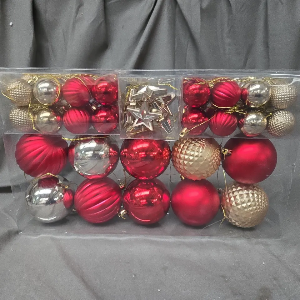 BOXED PACK OF 50 RED & GOLD BAUBLES 