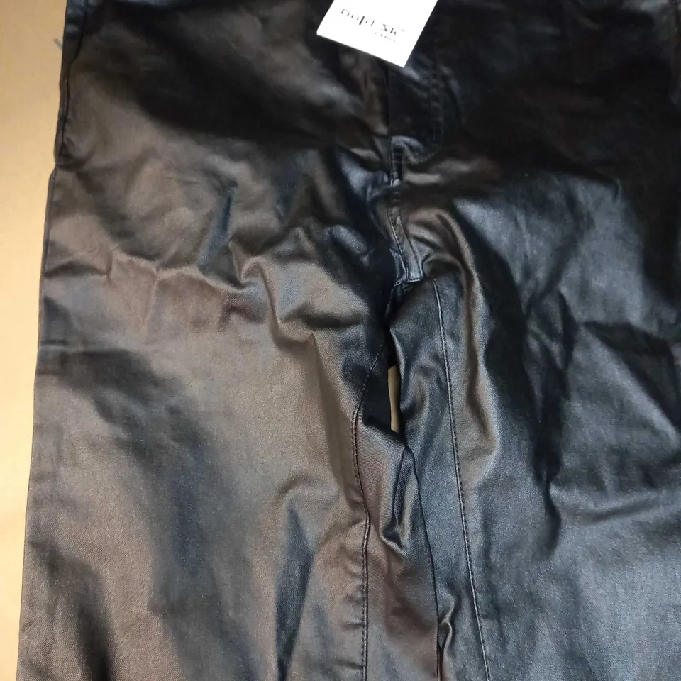 GOLD SK PARIS BLACK HIGH WAISTED COATED SKINNY JEANS - SIZE 14