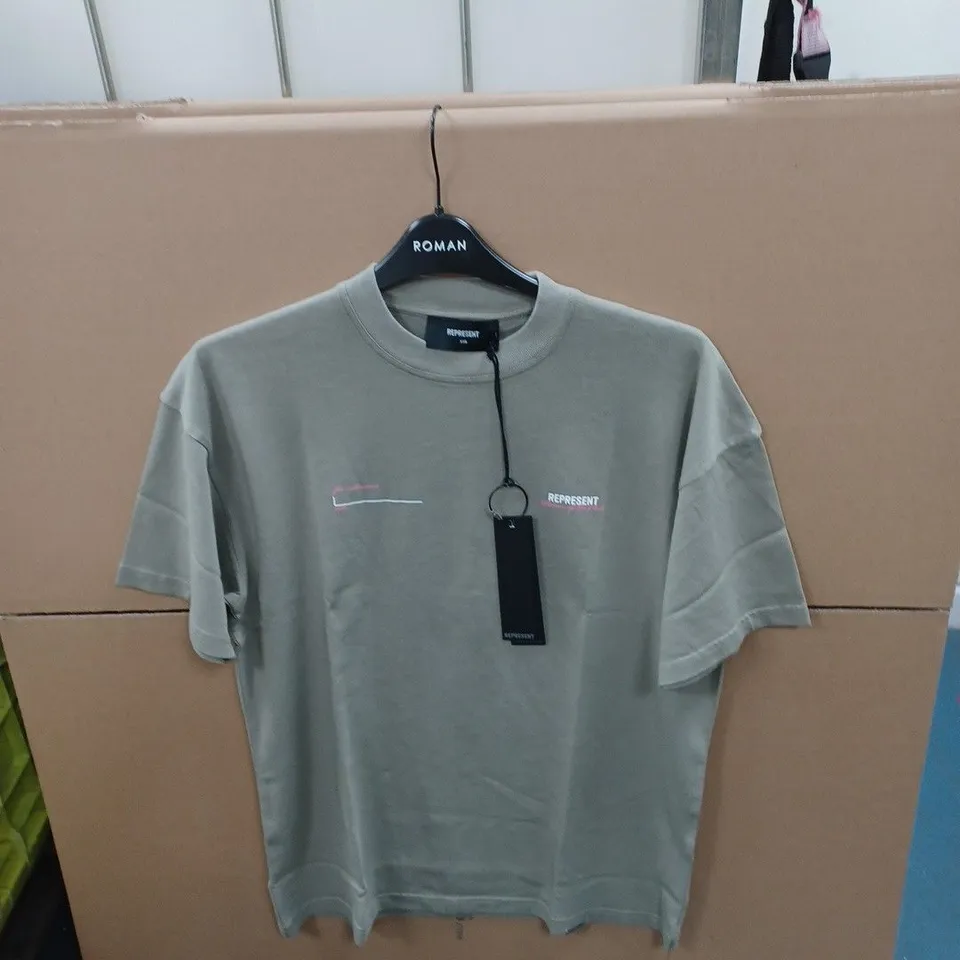 REPRESENT PATRON CLUB T-SHIRT - KHAKI/PINK - XXS 