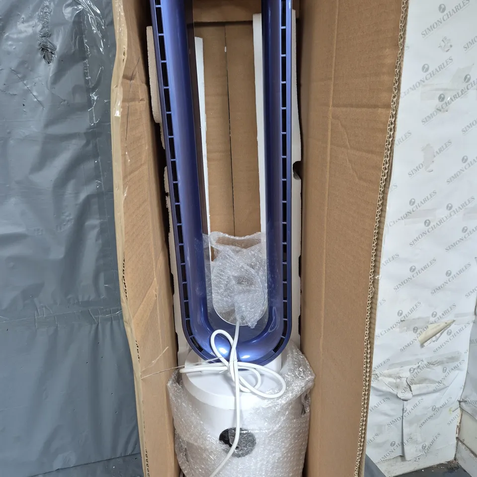 BOXED BLISS & BEYOND PURE AIR BLADELESS TOWER FAN IN WHITE/BLUE
