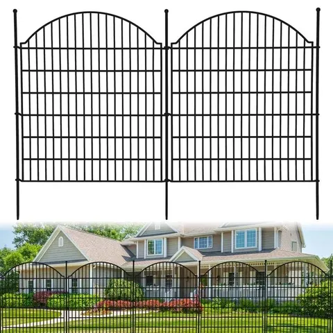 GARVEE GARDEN FENCE 10 PANELS NO DIG DECORATIVE RUSTPROOF METAL WIRE OUTDOOR YARD PATIO ANIMAL BARRIER TEMPORARY DOG FENCE CURVED