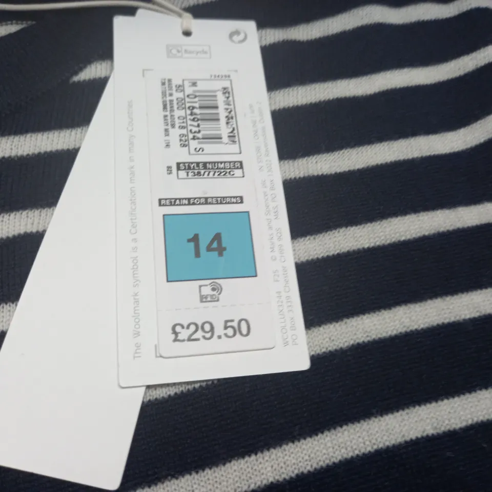 M&S EXTRA FINE MERINO WOOL JUMPER - 14