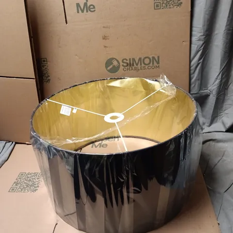 LIGHTING COLLECTION NAVY WITH COPPER  INNER VELVET DRUM SHADE 50CM