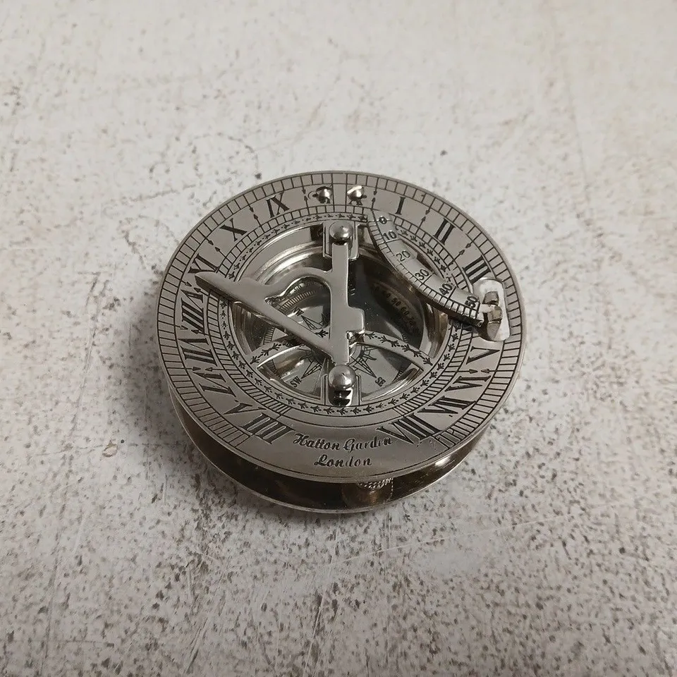 MARINE NAUTICAL COMPASS IN WOODEN BOX WITH ANCHOR MOTIF
