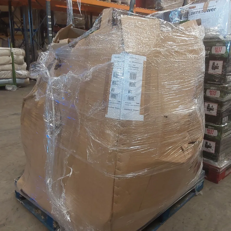 PALLET CONTAINING A VERY LARGE QUANTITY OF ASSORTED LAWN MOWERS AND OTHER ELECTRIC GARDEN TOOLS