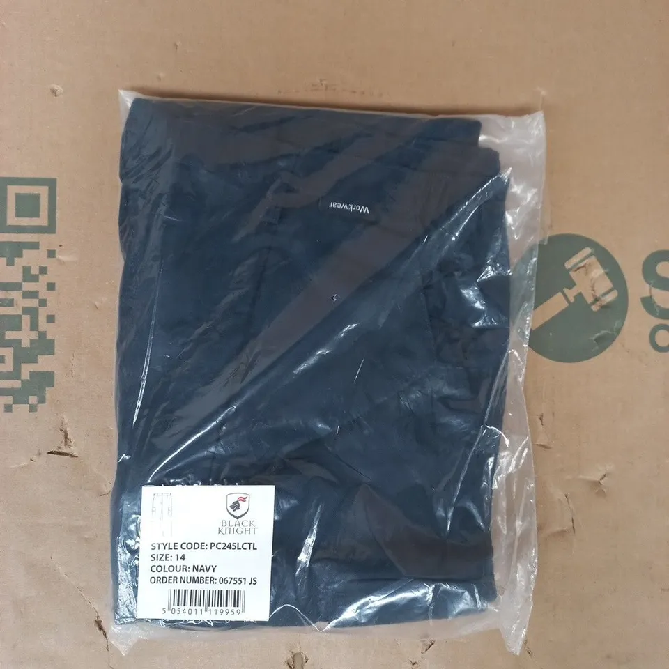 BAGGED BLACK KNIGHT WORKWEAR TROUSERS IN NAVY SIZE 14