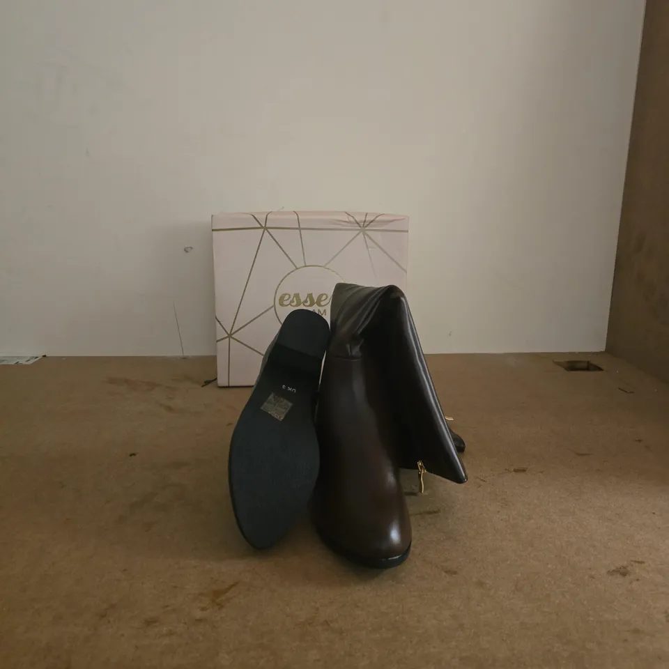 ESSEX GLAM BLACK LEATHER ANKLE BOOTS – WOMEN'S UK 3
