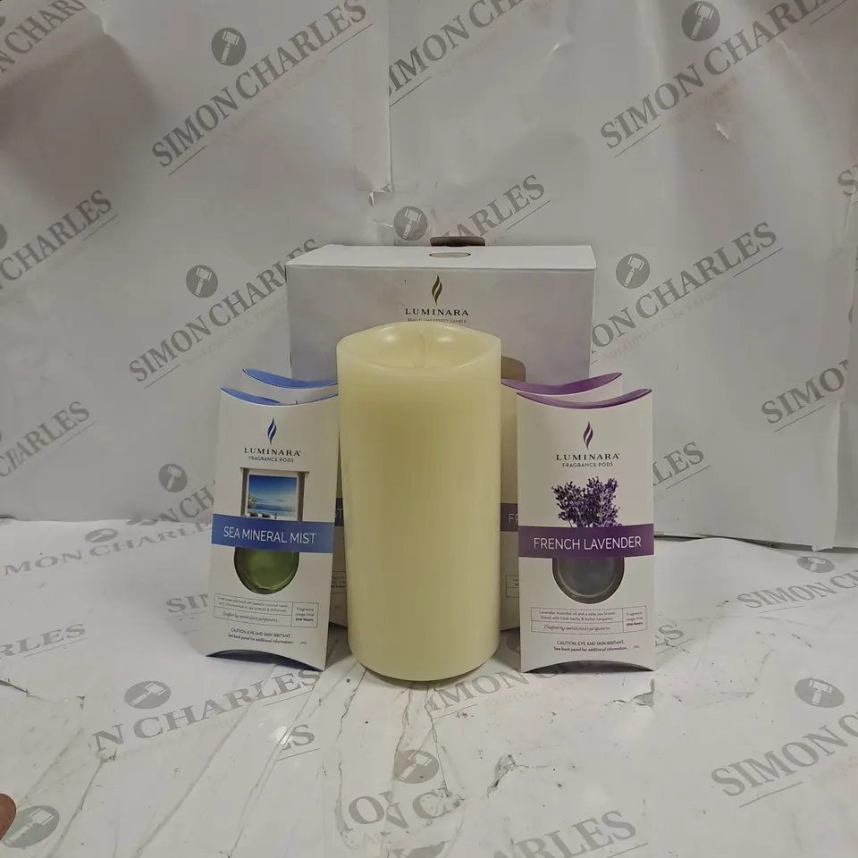 BOXED LUMINARA FRAGRANCE DIFFUSING PILLAR CANDLE 