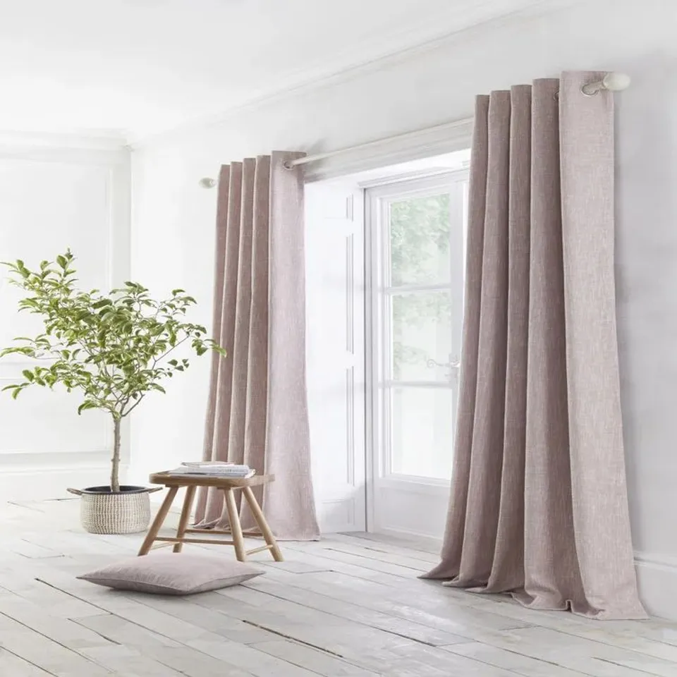 ALEFIYAH JACQUARD EYELET CURTAINS COLOUR BLUSH