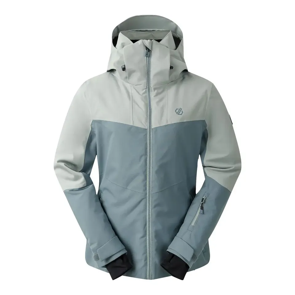 BRAND NEW DARE 2B WOMEN'S HOODED SKI JACKET ICED GLACIER GREEN/ELEMENT GREY UK 12
