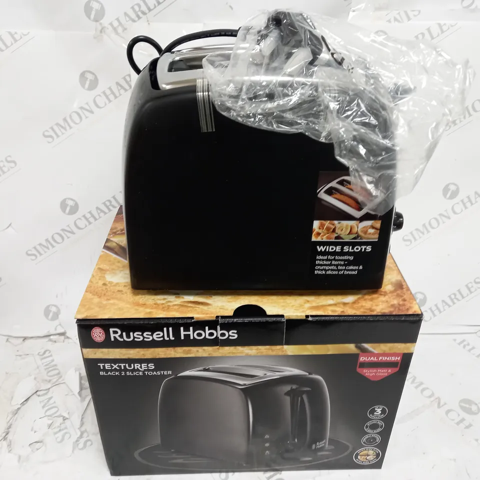BOXED RUSSELL HOBBS BLACK 2 SLICE TOASTER