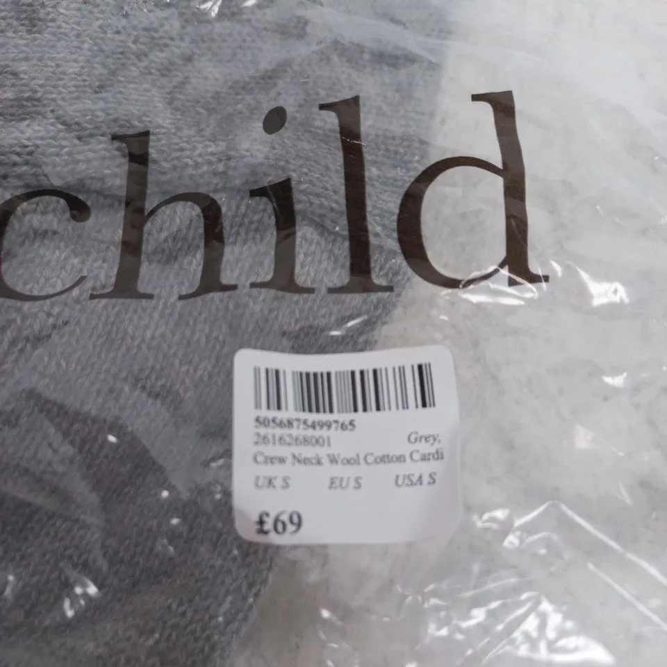 NOBODYS CHILD GREY CREW NECK WOOL-COTTON CARDIGAN – UK S