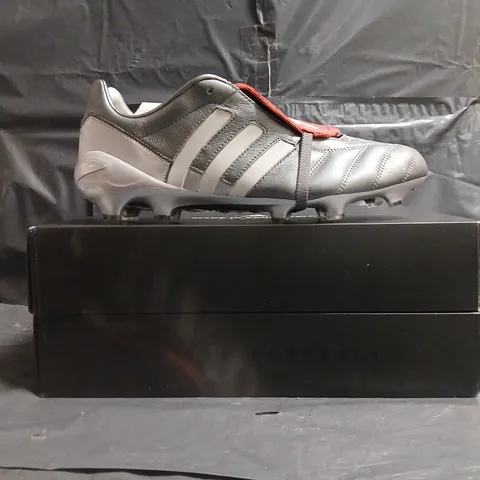 BOXED PAIR OF ADIDAS PREDATOR MANIA FOOTBALL BOOTS IN GUNMETAL SIZE UK 11