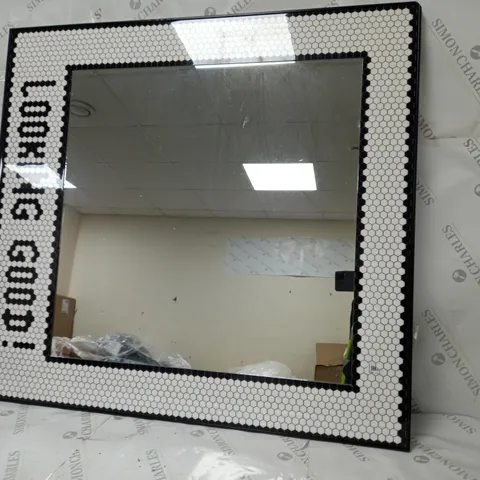 LOOKING GOOD SQUARE TILED MIRROR BLACK/WHITE - COLLECTION ONLY