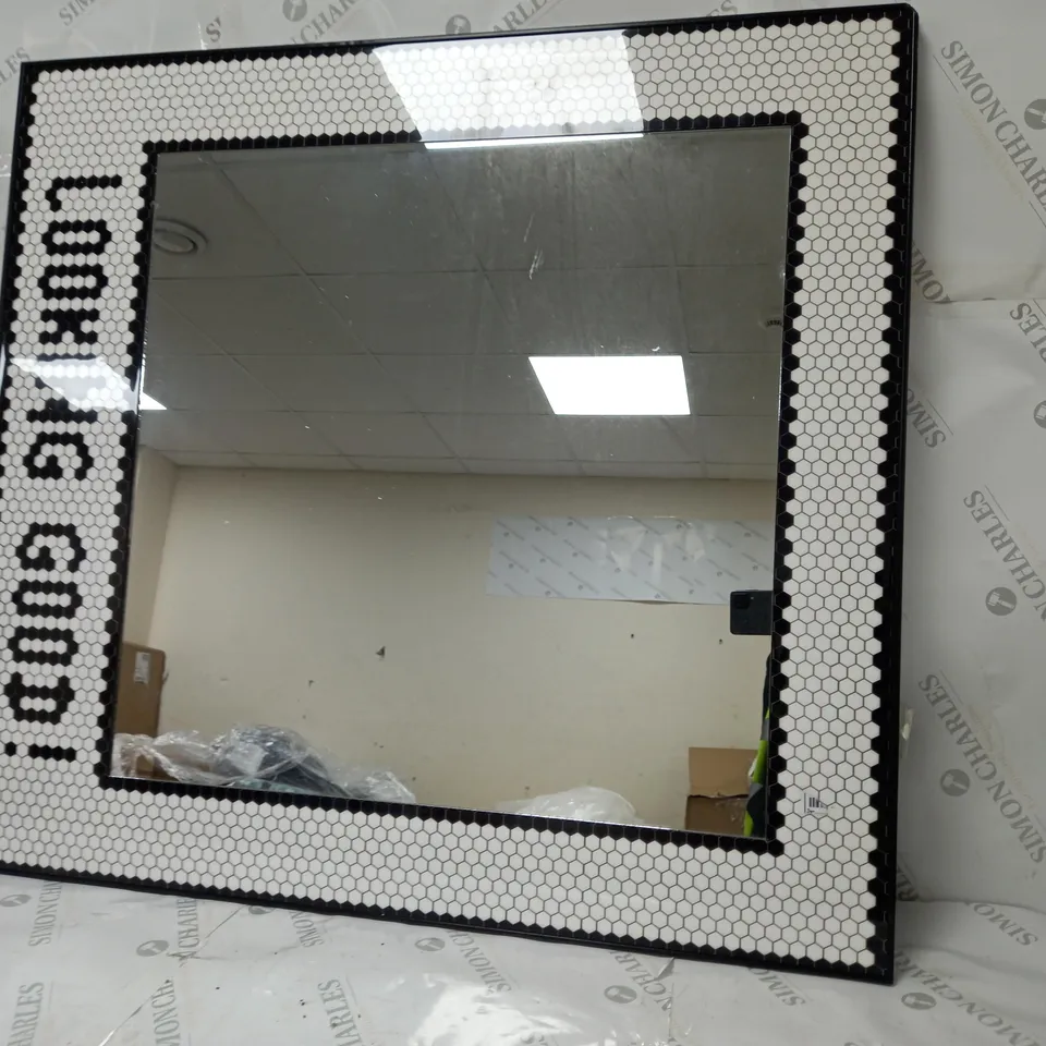 LOOKING GOOD SQUARE TILED MIRROR BLACK/WHITE  - COLLECTION ONLY