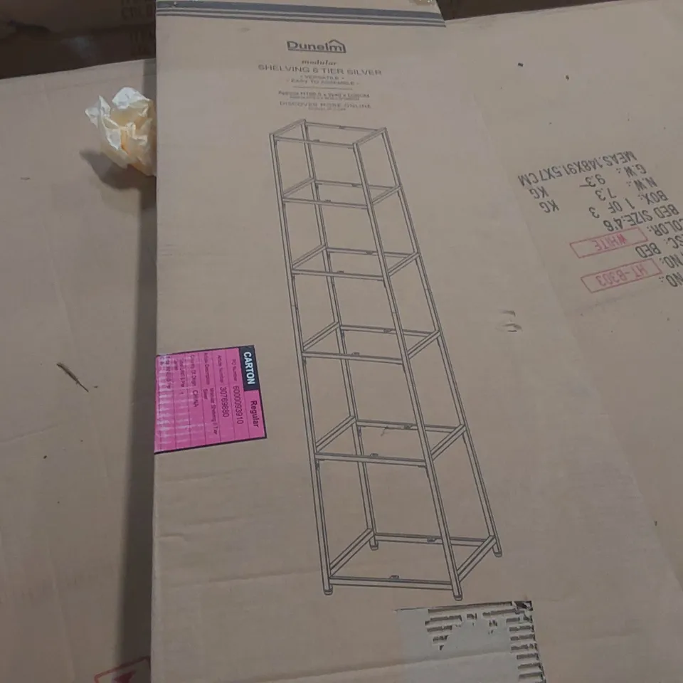 BOXED MODULAR SHELVING 6 TIER - SILVER