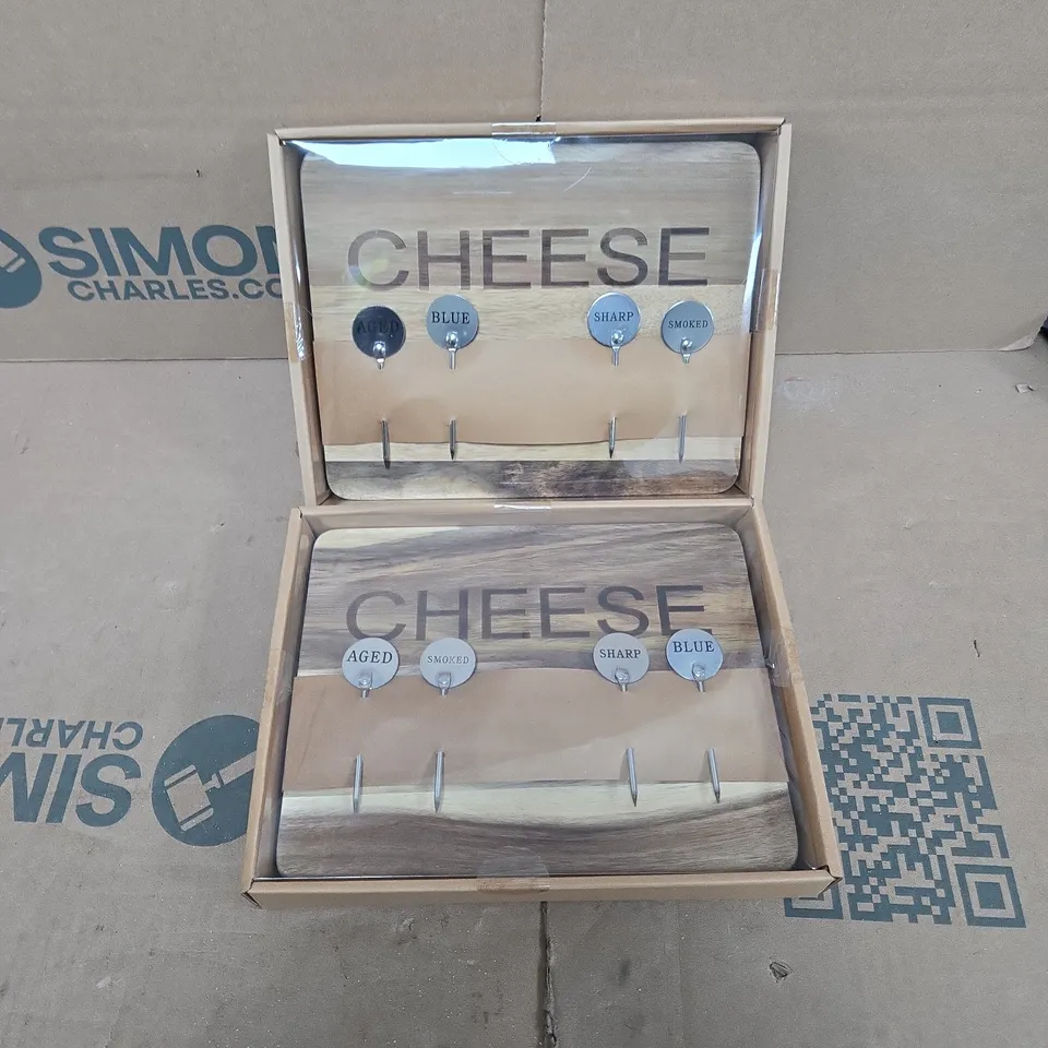 2 GISELA GRAHAM WOODEN CHEESE BOARDS WITH CHEESE LABELS 