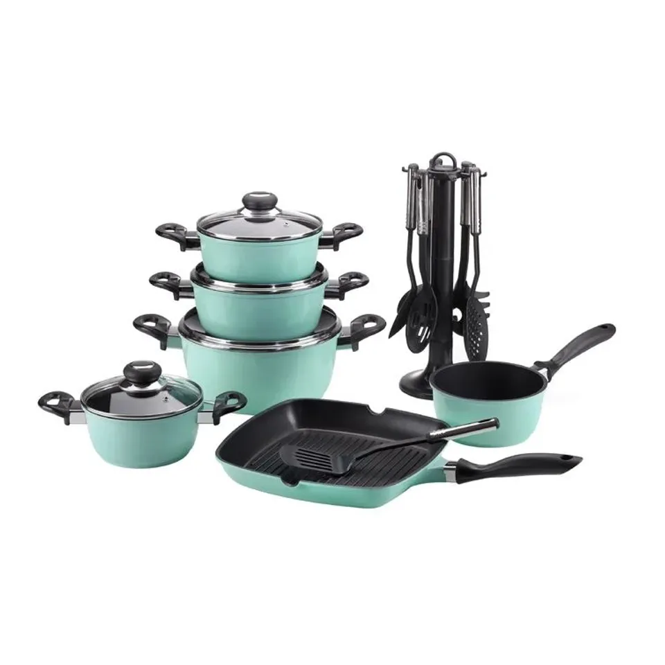 17 PIECE NON STICK ALUMINIUM COOKWARE SET