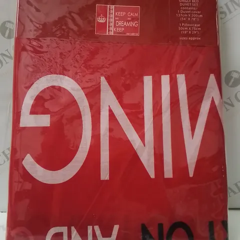 BRAND NEW KEEP CALM AND CARRY ON SINGLE DUVET COVER SET 