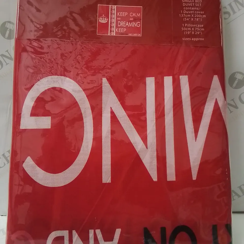 BRAND NEW KEEP CALM AND CARRY ON SINGLE DUVET COVER SET 