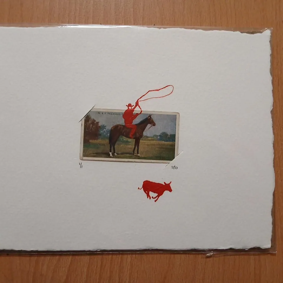 ISO PASKIN ORR TOBACCO DOGS THE COWBOY COLLECTION RIDER ON HORSE WITH LASSO – 1/1 SIGNED