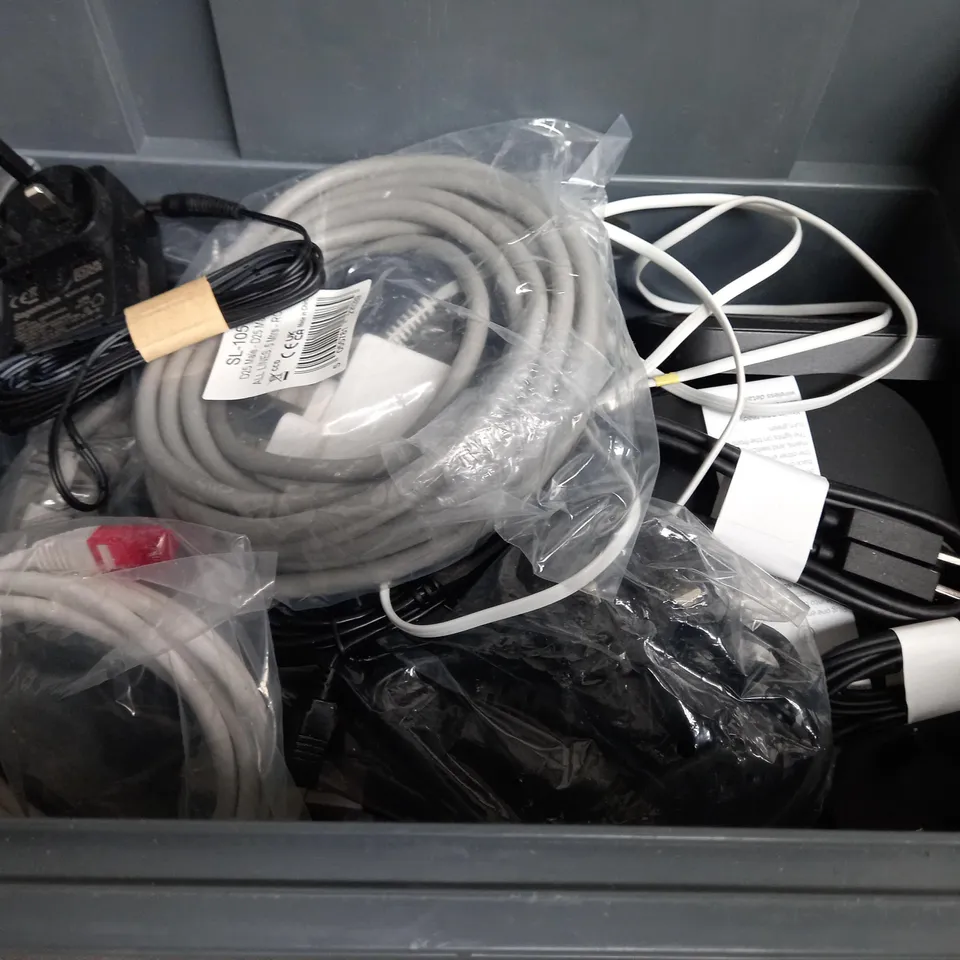 LARGE QUANTITY OF ASSORTED ELECTRICAL PRODUCTS AND ACCESSORIES TO INCLUDE; WIFI BOXES  , PLUGS AND CABLES 