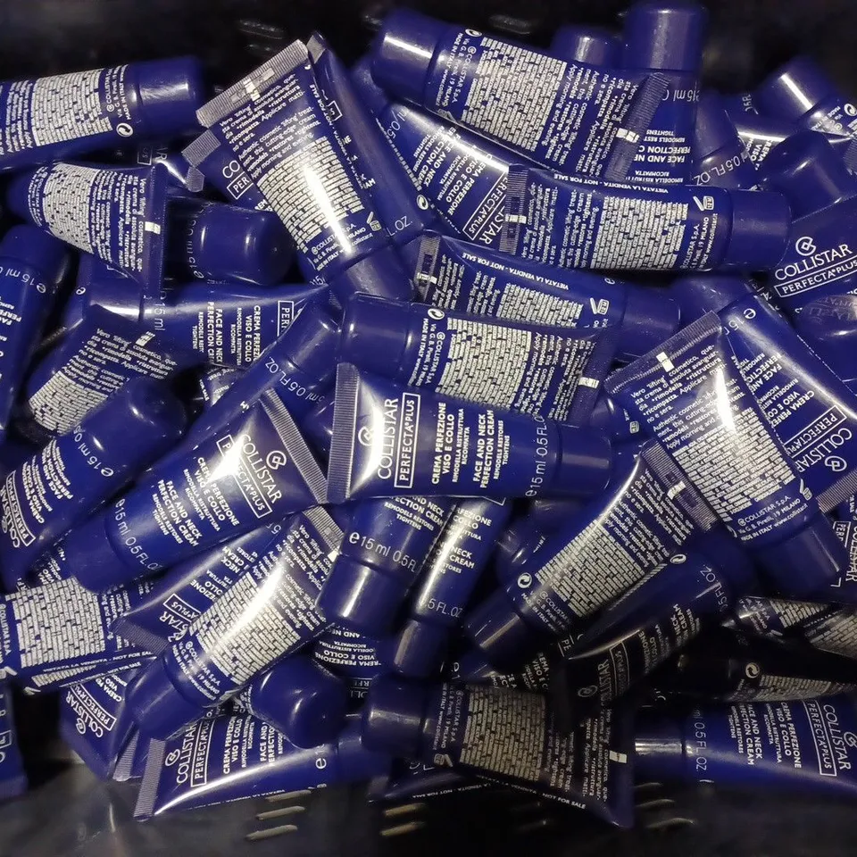 BOX OF APPROXIMATELY 100 X 15ML TUBES OF COLLISTAR PERFECTA PLUS FACE AND NECK PERFECTION CREAM