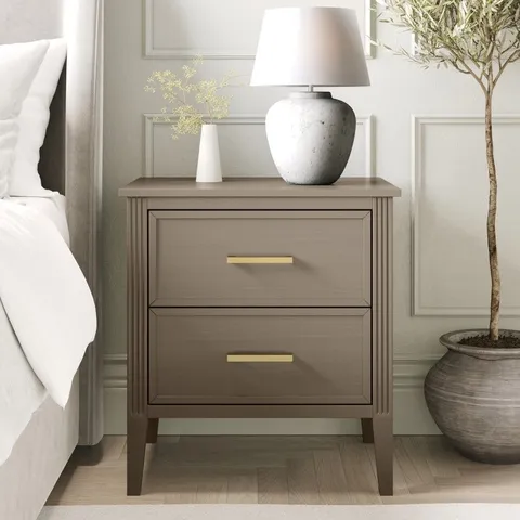 BOXED DARK WOOD 2 DRAWER BEDSIDE TABLE - DELILAH