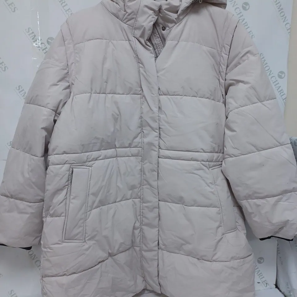 CENTIGRADE PADDED COAT WITH DETACHABLE SLEEVES IN STONE - 2XL
