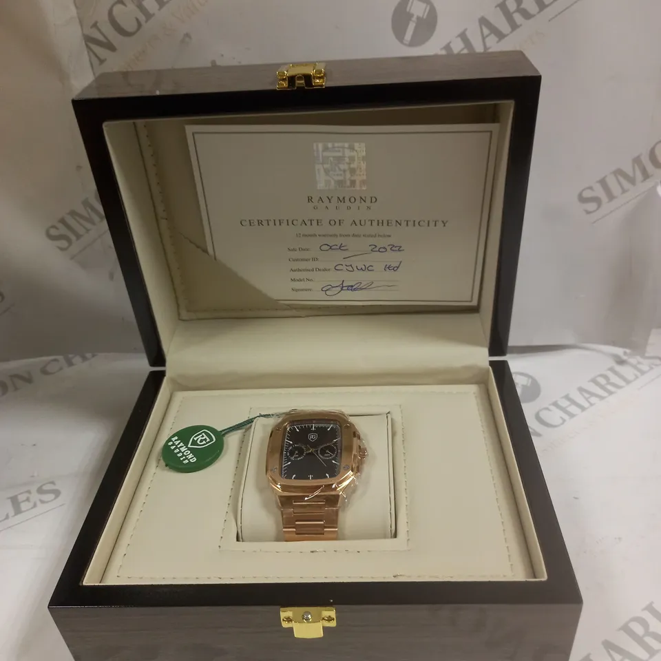 MENS RAYMOND GAUDIN WATCH – MULTI FUNCTION DIAL – STAINLESS CASE & STRAP – 5ATM WATER RESISTANT