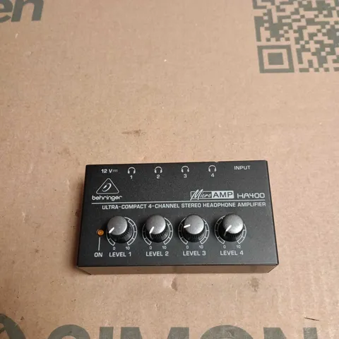 BEHRINGER ULTRA COMPACT 4 CHANNEL STEREO HEADPHONE AMPLIFIER MICRO AMP HA400. UNBOXED, NO ACCESSORIES