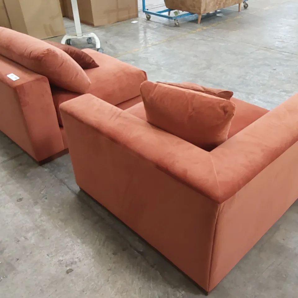 DESIGNER COPPER VELVET UPHOLSTERED SOFA PIECES