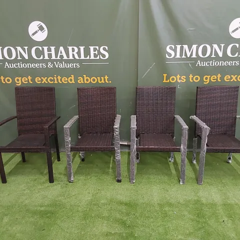 SET OF 4 CHOCOLATE MIX RATTAN CHAIRS