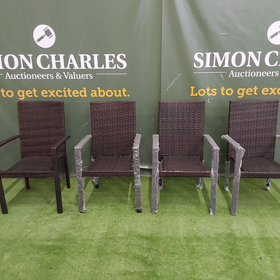 SET OF 4 CHOCOLATE MIX RATTAN CHAIRS
