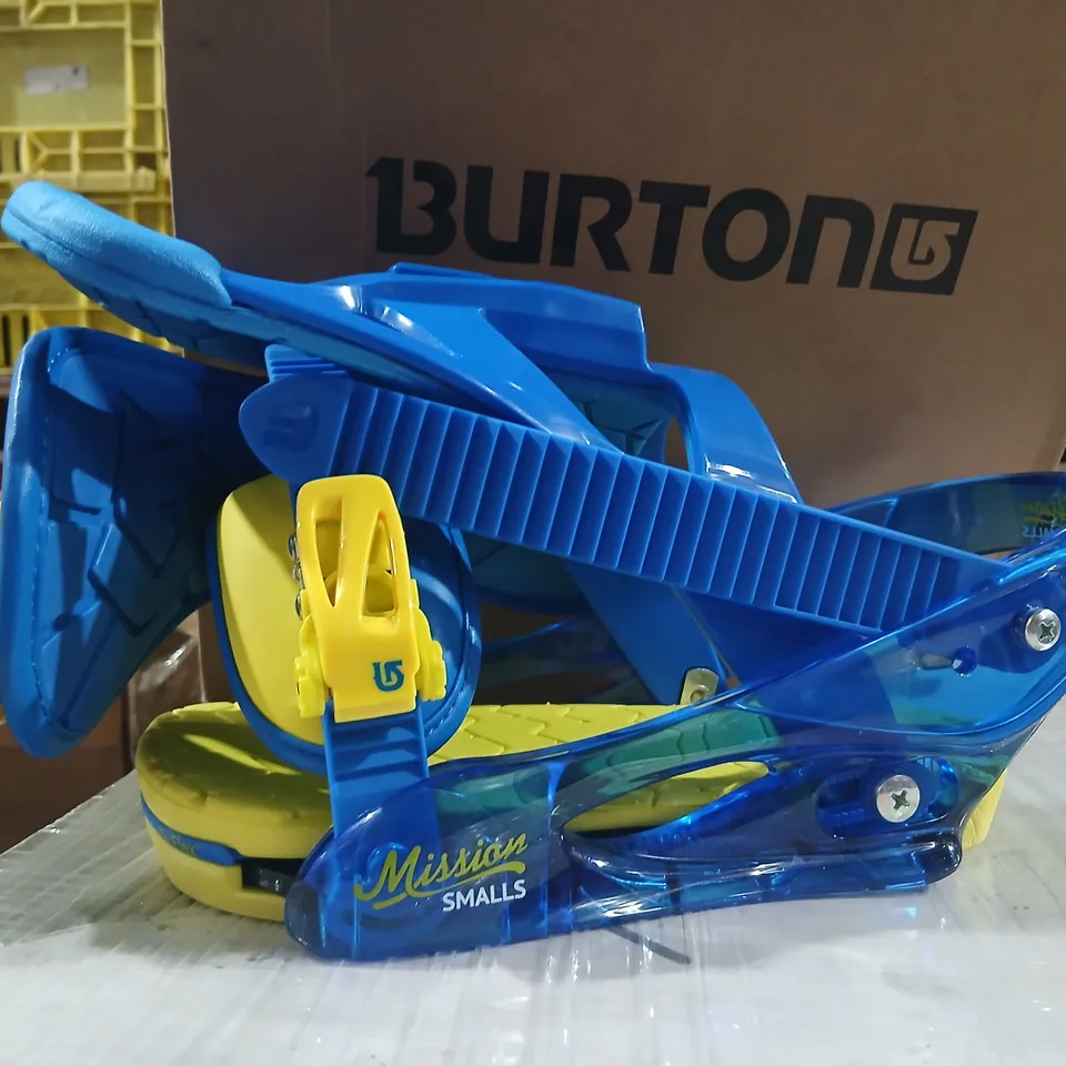 BURTON MISSION SMALLS YOUTH SNOWBOARD BINDINGS – BLUE/YELLOW (SIZE SMALL)