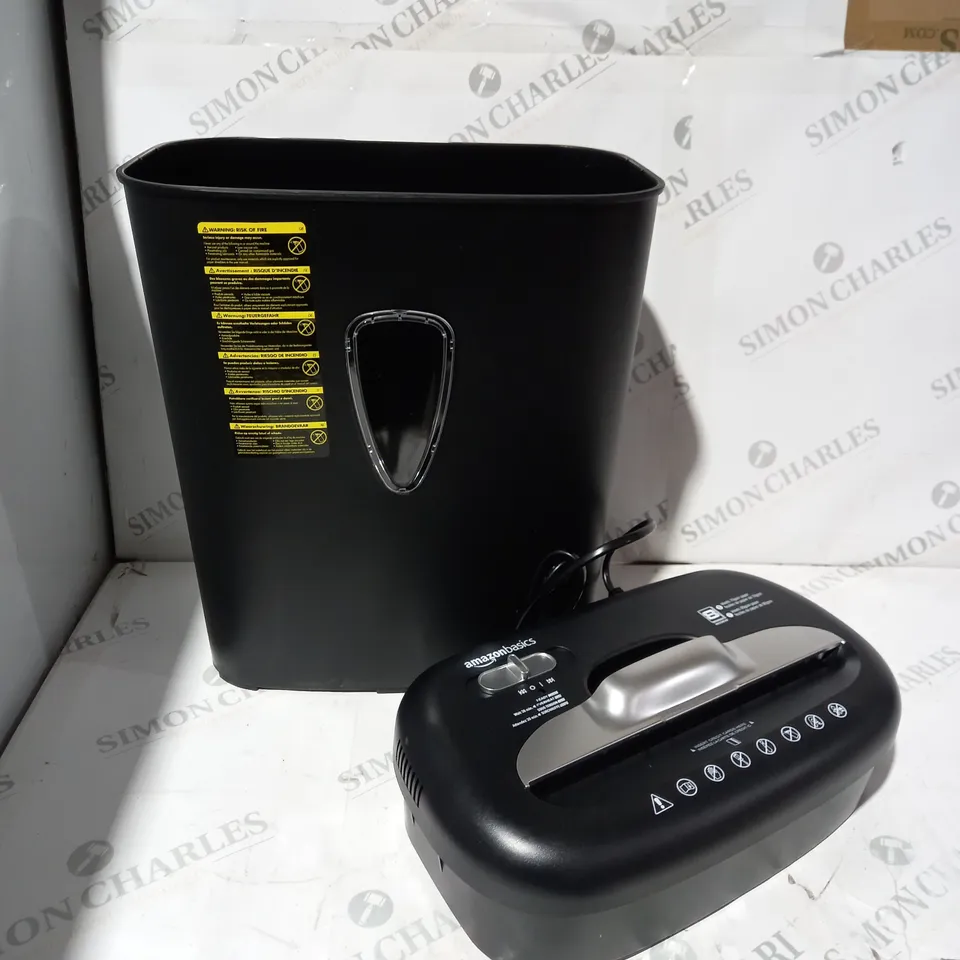 BOXED AMAZON BASICS CROSS-CUT PAPER AND CREDIT CARD SHREDDER 