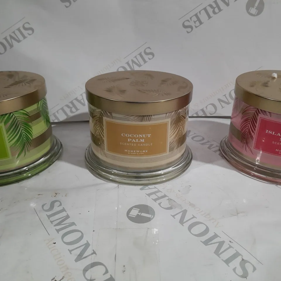 BOXED HARRY SLATKIN CANDLE SET TO INCLUDE KEY LIMW, COCONUT PALM AND PAPAYA MELON ETC